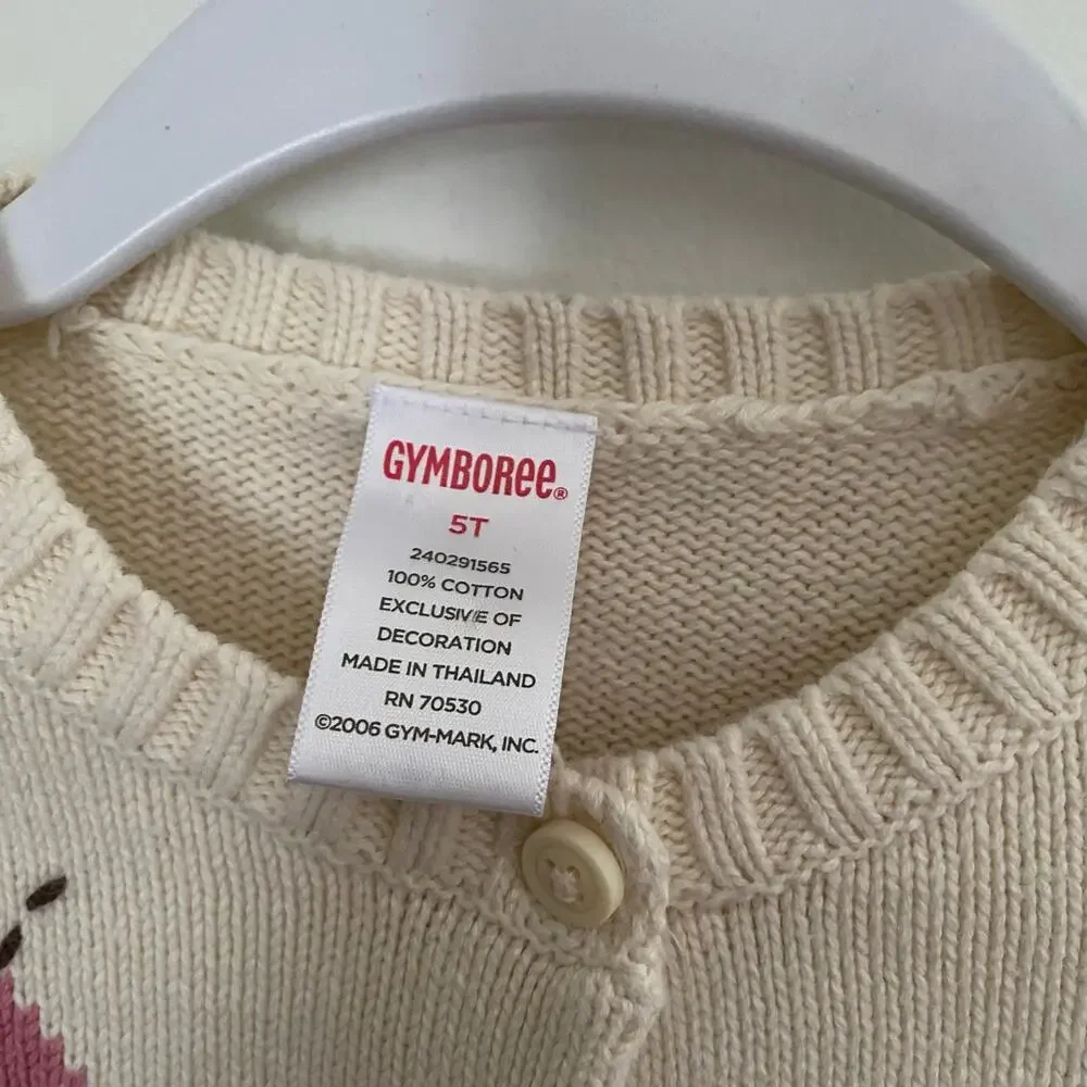 Gymboree Scottie Surprise Cardigan Sweater Girls Toddler Cream Argyle 5T